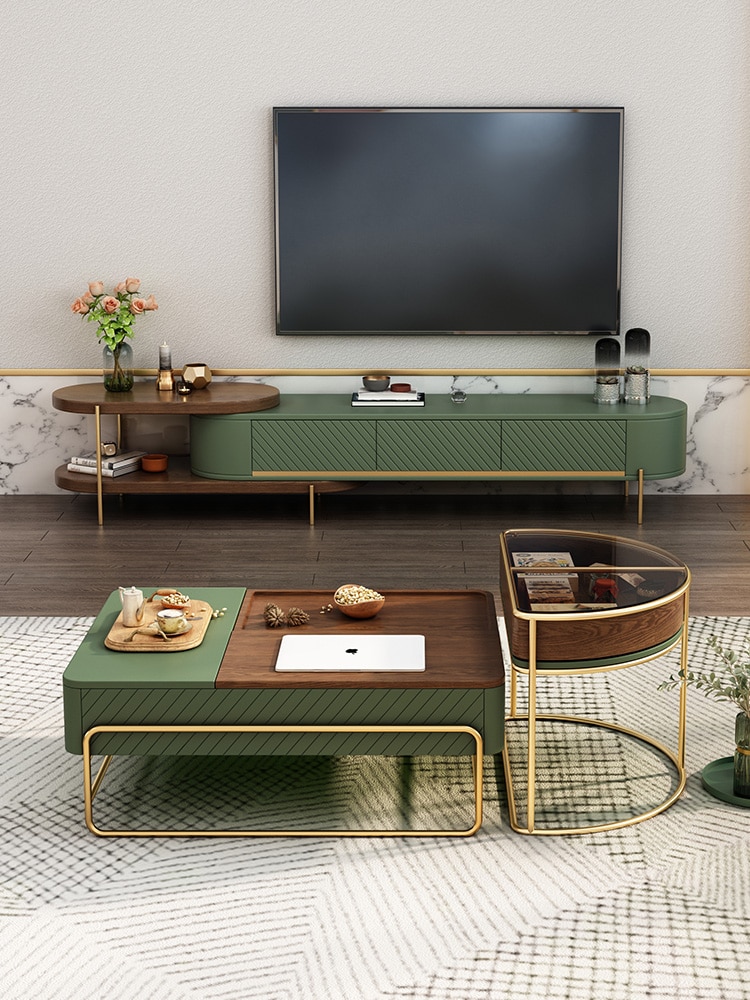 Light Luxury Lifting Coffee Table TV Cabinet Combination Small Apartment Living Room Multi Functional Coffee Table 1