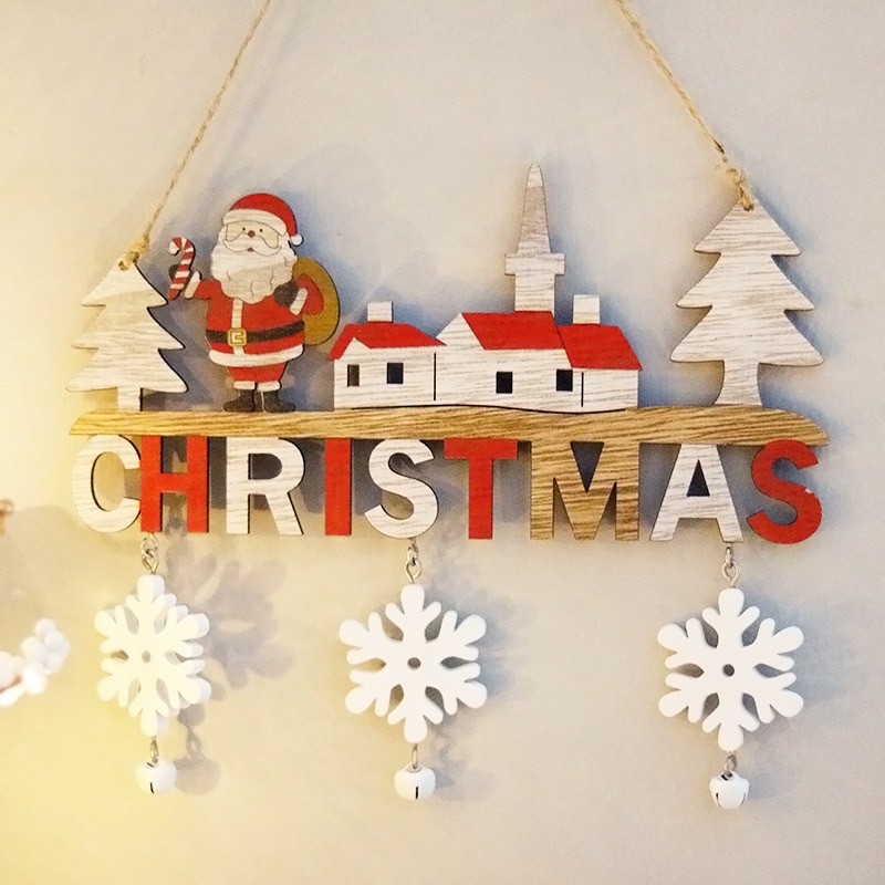 2022 Wooden Christmas Door Hanging Oranments Wall Xmas Dec Merry Christmas Decor For Home Happy New