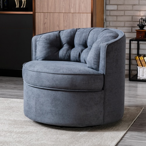 33 Wide Swivel Accent Chair Velvet Barrel Reading Chair Modern Round Bucket Arm Chair for Conversation 2.jpg 640x640 2