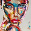 Abstract Hand Painted Palette Knife Portrait Woman Face Oil Paintings On Canvas Wall Art Home Decor
