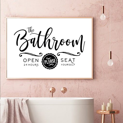 Bathroom Sign Prints Wall Art Canvas Painting Poster Farmhouse Hotel Restroom Decor Pictures Room Decor Powder 3