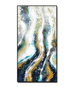 Green Gold Foil Blue Handmade Colorful Abstract Oil Painting Canvas Wall Decor High Quality Entrance Decor 5