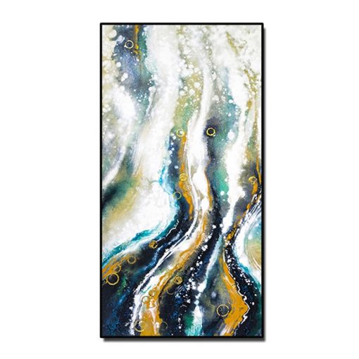 Green Gold Foil Blue Handmade Colorful Abstract Oil Painting Canvas Wall Decor High Quality Entrance Decor 5