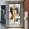 Handpainted Large Textured Oil Painting Modern Abstract POP Geometry Wall Art Picture Vertical Living Room Porch