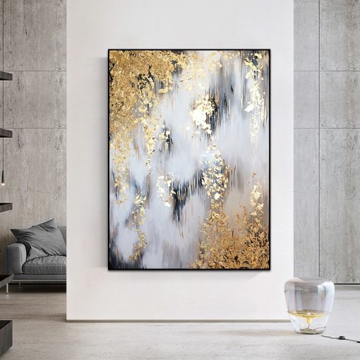 Luxury Golden Painting Minimalist Abstract Art Poster Wall Picture for Room Decoration Print on Canvas 1