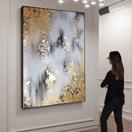 Luxury Golden Painting Minimalist Abstract Art Poster Wall Picture for Room Decoration Print on Canvas