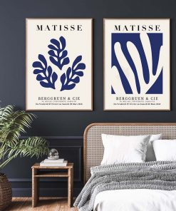 Matisse Exhibition Blue Abstract Floral Line Posters Canvas Painting Wall Art Print Picture Photo Bedroom Interior 4