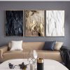 Minimalism Modern Painting Black and White Gold Feather Wall Art Canvas Painting Poster Living Room Bedroom