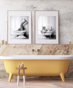 New Arrival Black White Animals In Tub Bathroom Wall Art Canvas Painting Posters and Prints Wall 4