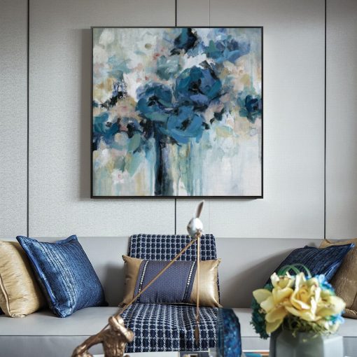 Watercolor Blue Flowers Canvas Painting Modern Abstract Posters and Prints Wall Art Pictures for Living Room 3