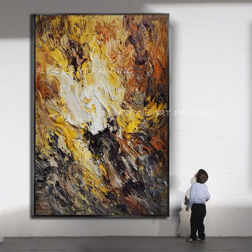 100 Handmade large size heavy thick knife brown canvas landscape Oil Painting As A Gift For