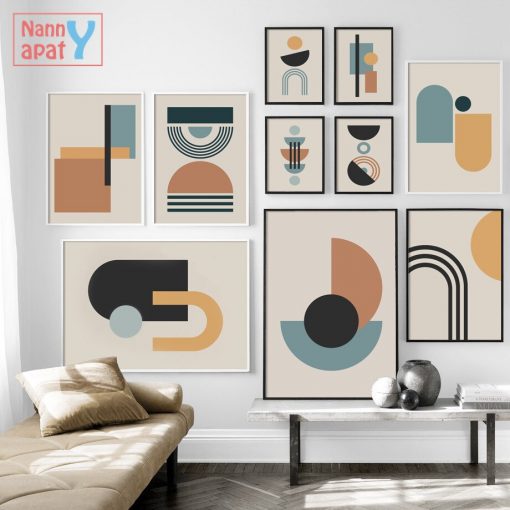 Abstract Color Block Khaki Poster Geometric Nordic Posters and Prints Wall Art Canvas Painting for Living