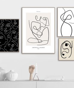 Abstract Line Canvas Black White Wall Art Minimalist Print Painting Nordic Poster Woman Body Picture Modern 2