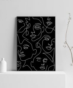 Abstract Line Canvas Black White Wall Art Minimalist Print Painting Nordic Poster Woman Body Picture Modern 3