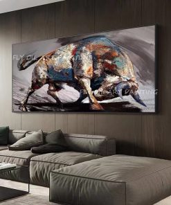 Animal Cow Colorful Handmade High Quality Canvas Painting Modern Picture for Living Room Aisle Fashion Wall 1