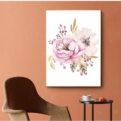 Art Nursery Prints Wall Painting Kids Bedroom Decor Custom Girl Name Baby Poster Peony Pictures Flowers 1