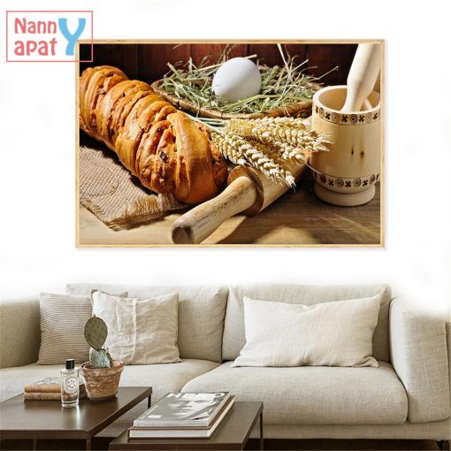 Baguette Bread Coffee Food Canvas Painting Modern Home Decoration Wall Art Picture For Kitchen Decor Nordic 1