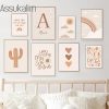 Boho Wall Poster Custom Name Canvas Posters Rainbow Art Mural Sun Art Painting Nursery Wall Pictures