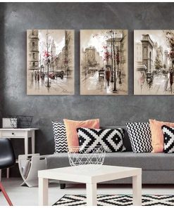 Canvas Paintings Home Decor HD Prints Posters 3 Piece Abstract City Street Landscape Pictures For Living 2