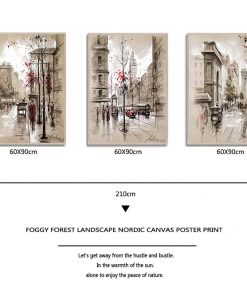 Canvas Paintings Home Decor HD Prints Posters 3 Piece Abstract City Street Landscape Pictures For Living 4