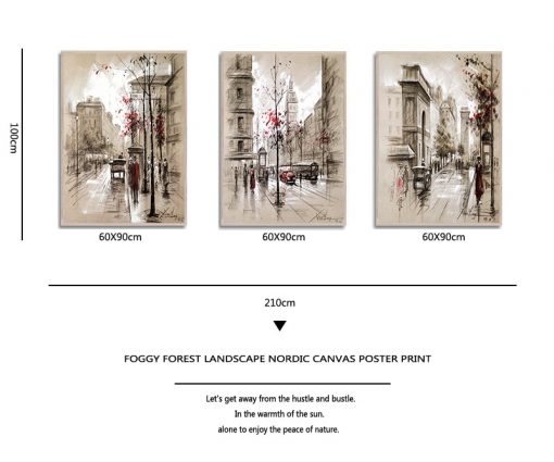 Canvas Paintings Home Decor HD Prints Posters 3 Piece Abstract City Street Landscape Pictures For Living 4