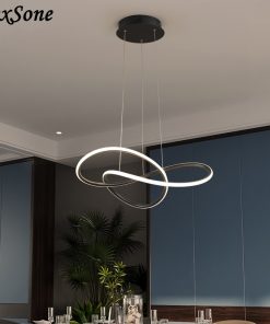 Ceiling Chandelier Minimalist Modern Led Home Lighting Brushed Rings Ceiling Hanging Lamp Kitchen Dining Room Indoor 3