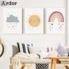 Cloud Rainbow Canvas Print Nursery Wall Art Painting Sun Poster Child Art Prints Nordic Wall Pictures