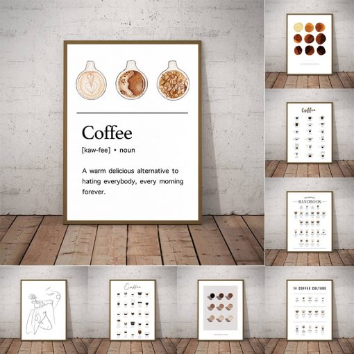 Coffee Poster Art Prints Kitchen Wall Decor Cafe Shop Signs Canvas Painting Modern Minimalist Wall Art 2