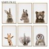 Giraffe Bunny Elephant Canvas Child Poster Nursery Wall Art Picture Print Forest Animal Painting Nordic Kid