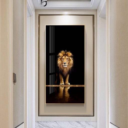 Golden Black Lion Canvas Poster Modern Home Decor Animal Print Wall Art Painting Decorative Picture Living 2