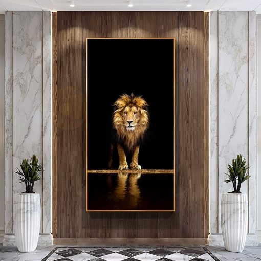 Golden Black Lion Canvas Poster Modern Home Decor Animal Print Wall Art Painting Decorative Picture Living 3
