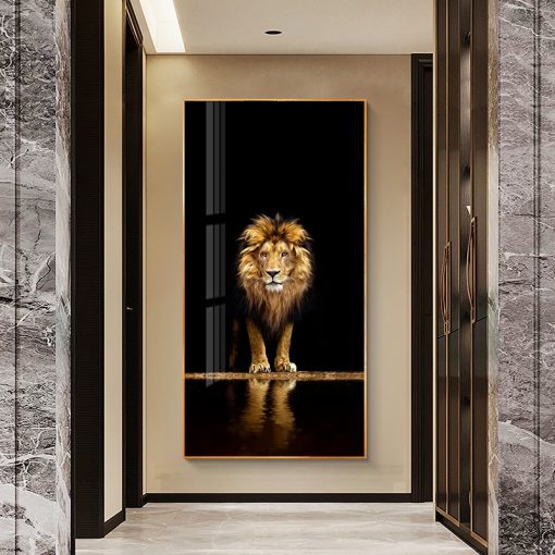 Golden Black Lion Canvas Poster Modern Home Decor Animal Print Wall Art Painting Decorative Picture Living