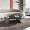 Italian Light Luxury Minimalist Round Coffee Table Designer Household Marble Water Ripple Glass Center Table Living 5