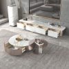 Light Luxury Round Rock Board Coffee Table Creative Nordic Modern Minimalist Small Apartment Coffee Table And 2