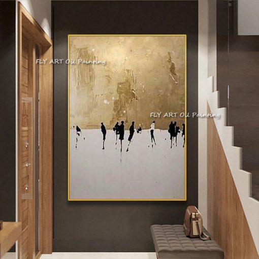 Modern Abstract City Scenery Art Gold Abstract Paintings Home Decor Handmade Gold Foil Oil Painting For 1