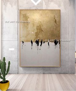 Modern Abstract City Scenery Art Gold Abstract Paintings Home Decor Handmade Gold Foil Oil Painting For 2