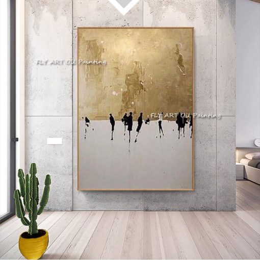 Modern Abstract City Scenery Art Gold Abstract Paintings Home Decor Handmade Gold Foil Oil Painting For 2