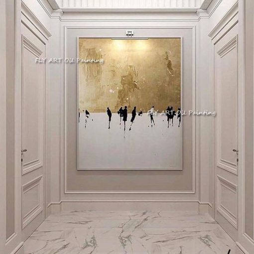 Modern Abstract City Scenery Art Gold Abstract Paintings Home Decor Handmade Gold Foil Oil Painting For