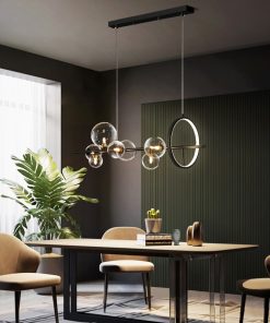 Modern Dining Room LED Chandelier Restaurant Coffee Shop Clear Glass Ball Hanging Light Office Bar Deco 1
