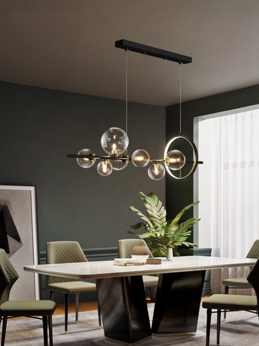 Modern Dining Room LED Chandelier Restaurant Coffee Shop Clear Glass Ball Hanging Light Office Bar Deco 4