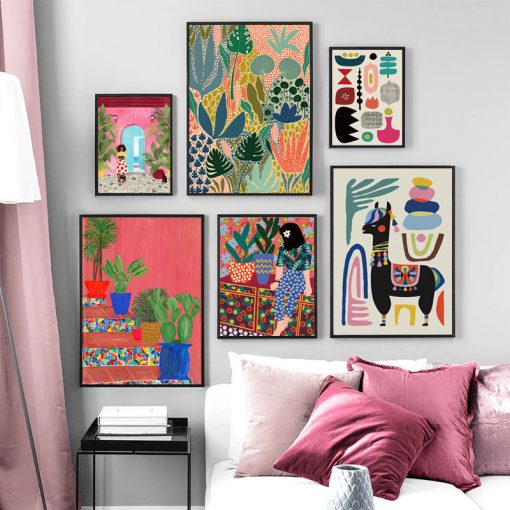 Modern Multicolored Abstract Garden PLants Wall Art Canvas Painting Picture Posters and Prints Gallery Aisle Unique 1