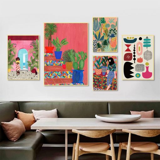 Modern Multicolored Abstract Garden PLants Wall Art Canvas Painting Picture Posters and Prints Gallery Aisle Unique 3