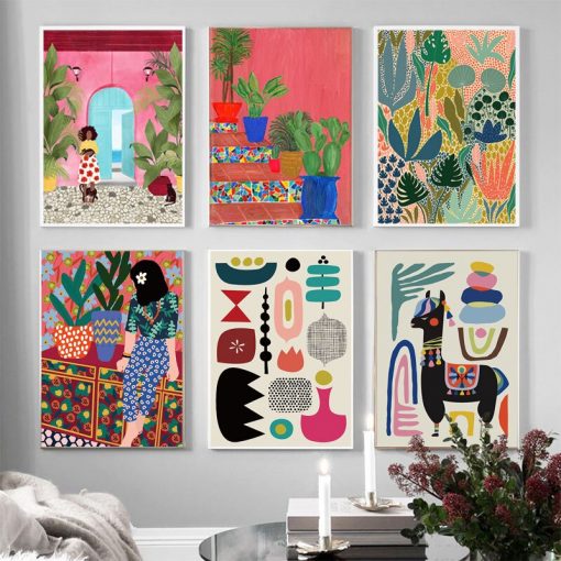 Modern Multicolored Abstract Garden PLants Wall Art Canvas Painting Picture Posters and Prints Gallery Aisle Unique