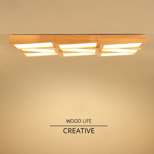 Modern Real Wood LED Ceiling Lights For Living Bedroom Hall Lobby Room 4 6 9 Heads 1