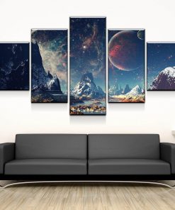 Mountains and Space Canvas Set Landscape Painting Wall Art Framed Modern Canvas Painting Room Decor Bedroom 1