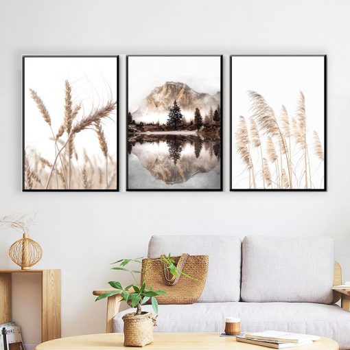 Nature Scenery Wall Art Canvas Painting Flower Grass sunshine fog Landscape Picture Home Decor Poster and 2