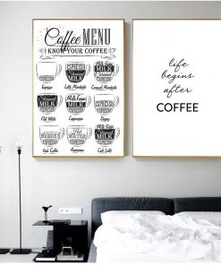 Nordic Coffee Menu Wall Pictures Art Print Black White Art Canvas Painting Cafe Shop Wall Art 2