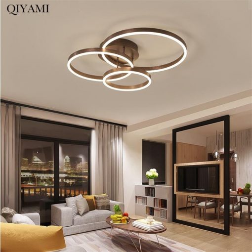 Nordic Creative Round Circle Chandeliers For Bedroom Living Room Restaurant Lighting Golden Coffee Lustre Ring Ceiling 1