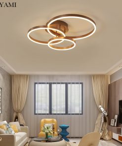 Nordic Creative Round Circle Chandeliers For Bedroom Living Room Restaurant Lighting Golden Coffee Lustre Ring Ceiling 2