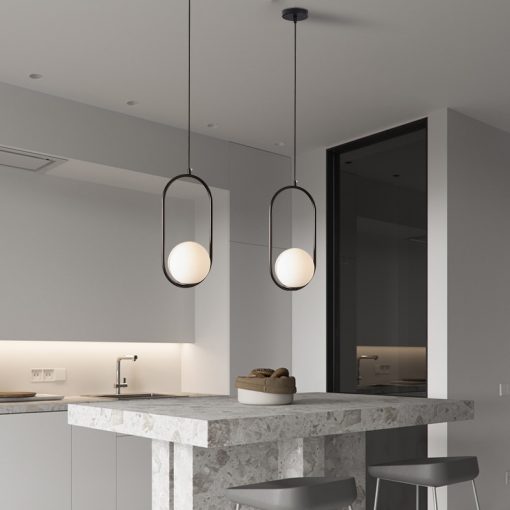 Nordic Glass Ball Pendant Lights Dining Room Bedroom Hanging Lamps For Ceiling Brass Black Chrome Modern